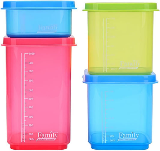 4PCS Family Airtight Food Storage Containers with Lids Set, BPA-Free Food Grade Plastic Stackable Snack Fruit Containers,Leak-proof Kitchen Pantry Organizers for Pasta, Nuts, Dry Goods (Pink)