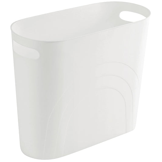 rejomiik Small Trash Can, 3.5 Gallon Slim Garbage Can Plastic Waste Basket with Handles Container Bin for Narrow Spaces Bathroom, Bedroom, Kitchen, Office at Home, White