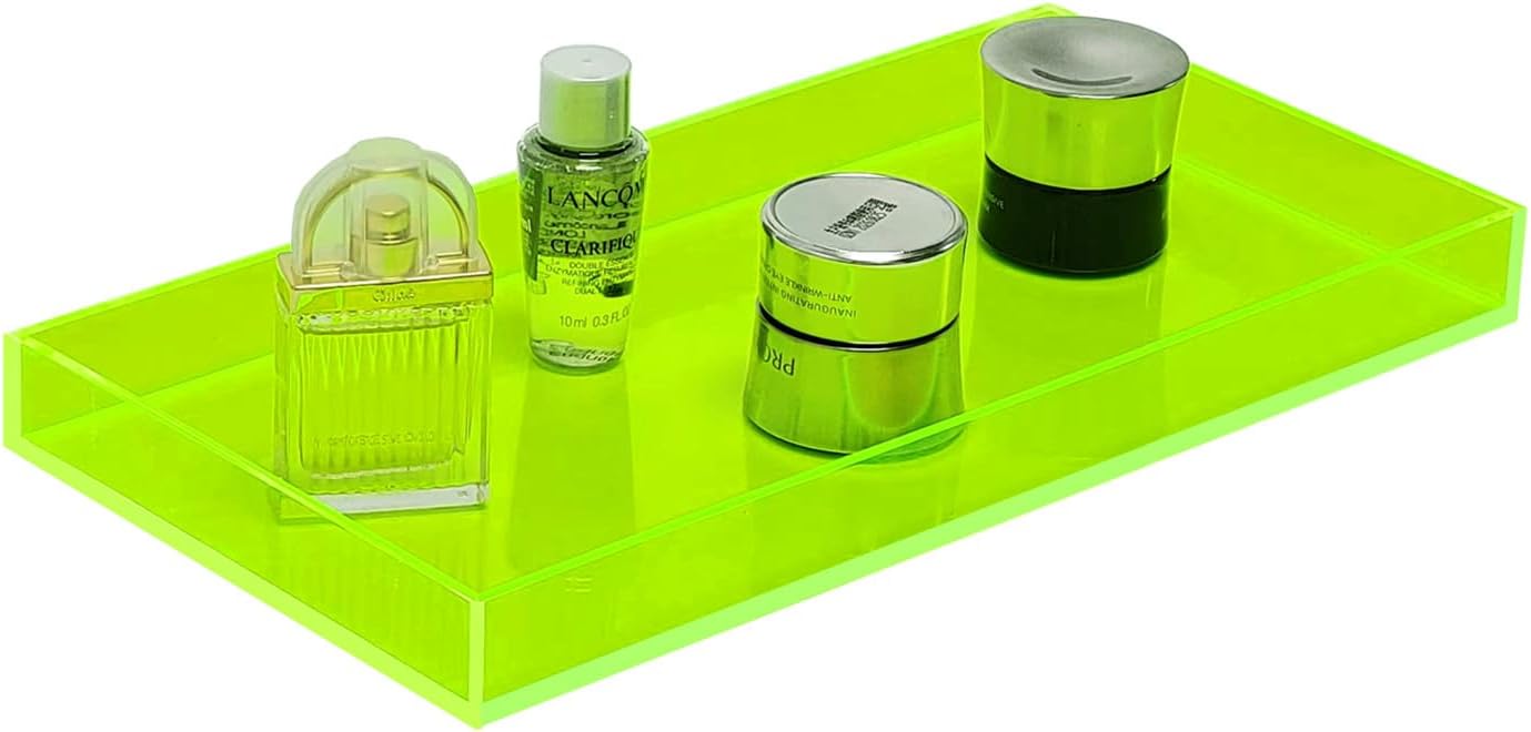 ROYALITA Acrylic Tray Bathroom Tray for Countertop, Guest Towel Holder Tray for Napkin Perfume Jewelry Makeup, Vanity Trays for Soap Dispenser, Aromatherapy, Cup & Candle, Green