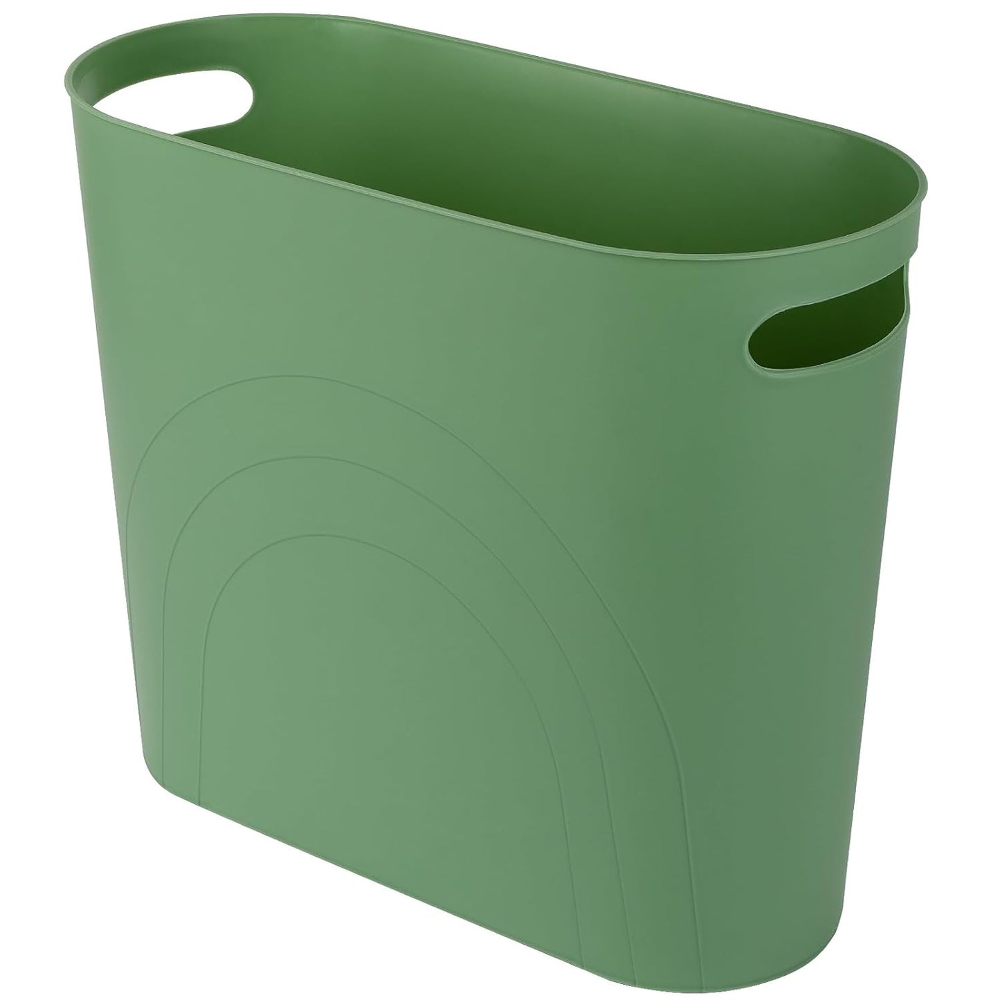 rejomiik Small Trash Can, 3.5 Gallon Slim Garbage Can Plastic Waste Basket with Handles Container Bin for Narrow Spaces Bathroom, Bedroom, Kitchen, Office at Home, Green