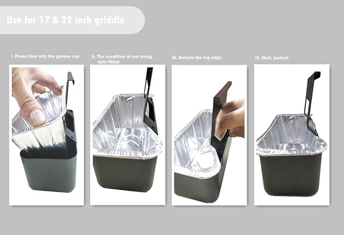 Grill Grease Cup Liners for Blackstone Griddle, 20 Pack Drip Pan Liners for Blackstone 36", 30 ", 28 ", 22 ", 17" Griddle