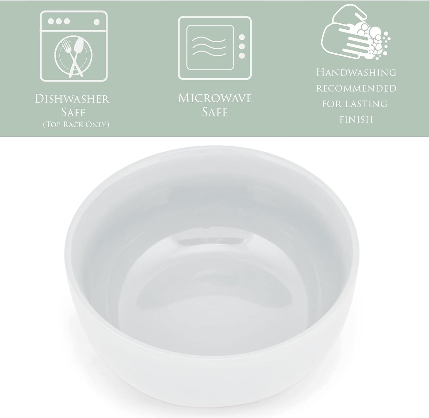 Elanze Designs Bistro Glossy Ceramic 6.5 inch Dinnerware Bowls Set of 4 - Perfect for Everyday uses from Soup, Pasta, Salad, Cereal, Ice cream, Ramen and Pho, White