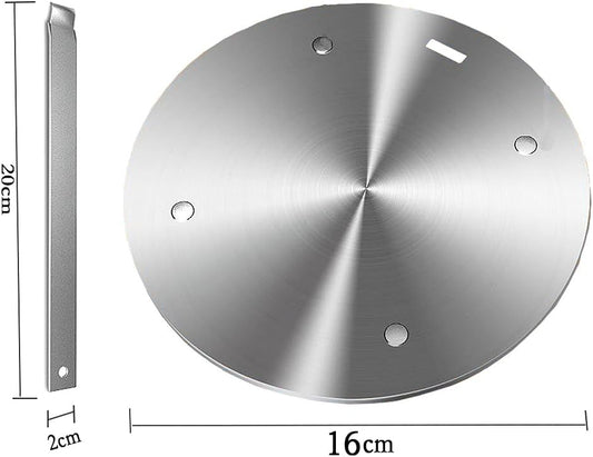 6.3Inch Heat Diffuser Plate, Grourarty Stainless Steel Cooking Induction Adapter Simmer Plate for Electric Gas Glass Cooktop Hob Ring, Induction Cooktop Converter Plate with Handle
