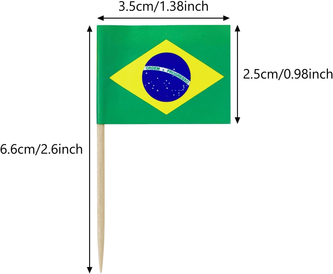100PCS Brazil Flag Brazilian Small Toothpick Flag Decor Mini Cupcake Toppers Cocktail Food Flags Cocktail Picks
