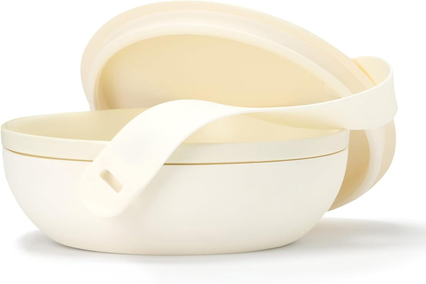 W&P Porter Ceramic Bowl Lunch Container w/ Protective Non-slip Exterior, Cream 1 Liter | Lid & Snap-tight Silicone Strap | Food Storage, Bento Box, Meal Prep | BPA-Free Ceramic