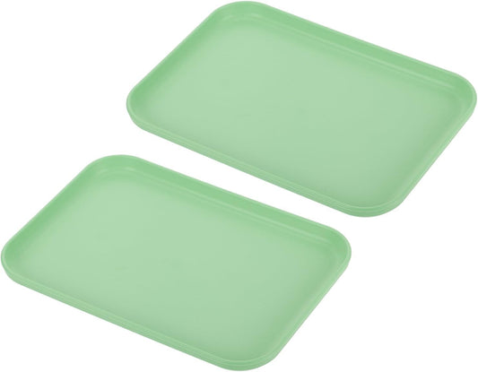 PATIKIL 9x7 Fast Food Tray, 2 Pack PP Plastic Reusable Multi-Purpose Non-Slip Rectangle Serving Tray for Cafeteria Restaurant Home Kitchen, Green