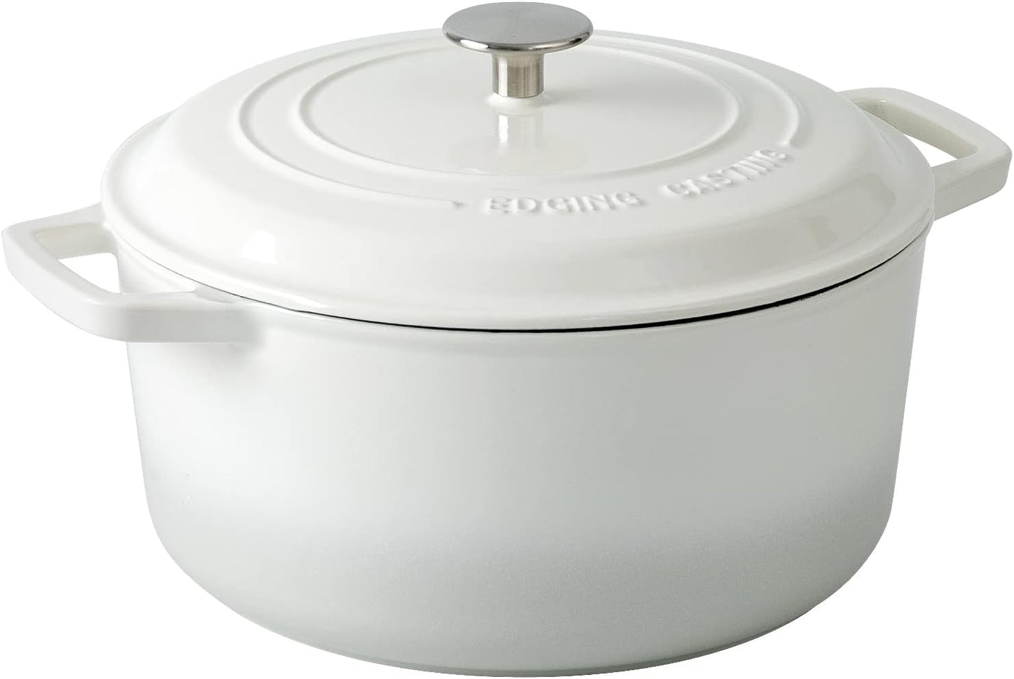 Enameled Cast Iron Dutch Oven Pot With Lid, Dutch Oven for Sourdough Bread Baking Round Pot Dule Handle, 6 Quart, White