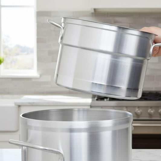 Soro Essentials- 8 Qt. Aluminum Double Boiler Pot with Lid- Steam Melting Stock Pot for Butter Chocolate Cheese Caramel Fondue Candy Dessert and Sauces