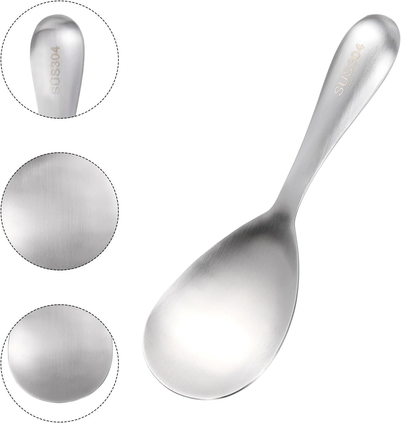 uxcell Stainless Steel Rice Paddle Non-Stick Rice Spoon Metal Rice Serving Spoon Kitchen Utensils Rice Spatula for Home Restaurant, Silver