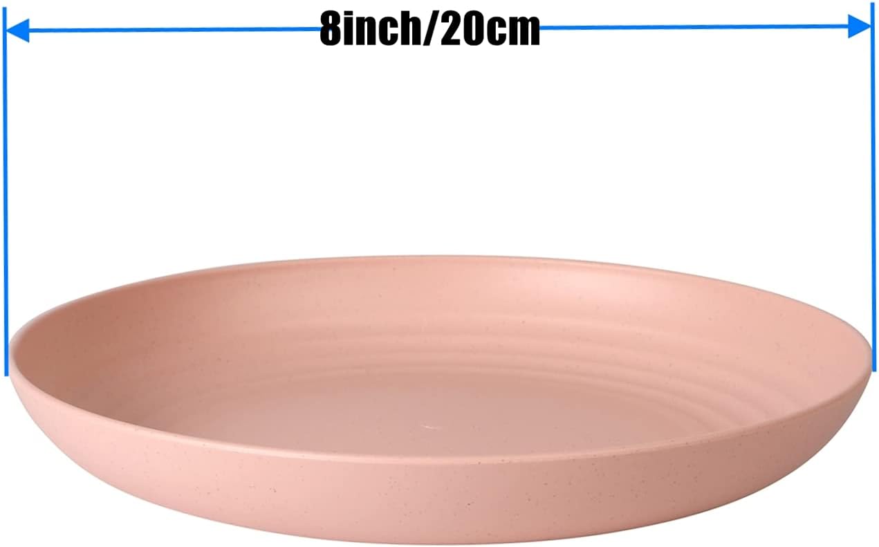 Wheat Straw Plates Lightweight Unbreakable Dinner Dishes Plates Set Dishwasher & Microwave Safe (Large 8 Pack 8')