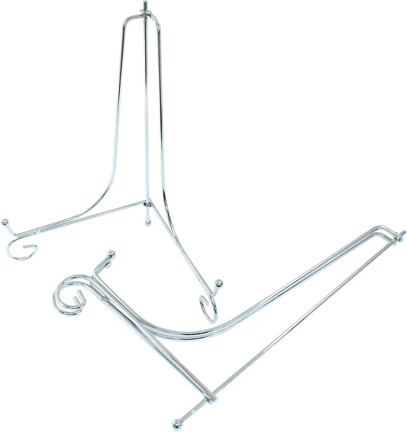 Hordion 2 Pack Plate Stand, 10 Inch Silver Iron Easel Photo Display Stand Plate Holder for Picture Frame Book Tabletop Art Platter