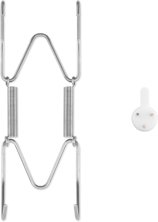 Plate Hangers for The Wall, Suitable for 4-5 inch Decorative Plate, Stainless Steel Wire Plate Holder with Wall Hooks and Rubber tip Protectors, Plate Hangers for Displaying Plates, Platter, Silver