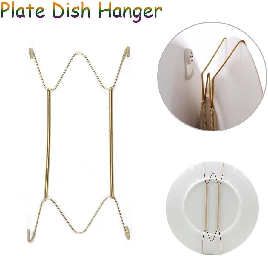 6/7/8/10/12/14/16 Inch Plate Dish Hanger Dismountable Wall Display Securing Clip W Type Dish Spring Holder Invisible Hook Home Decor,Vertical Plate Holders,Storage and Organization (6 Inch)