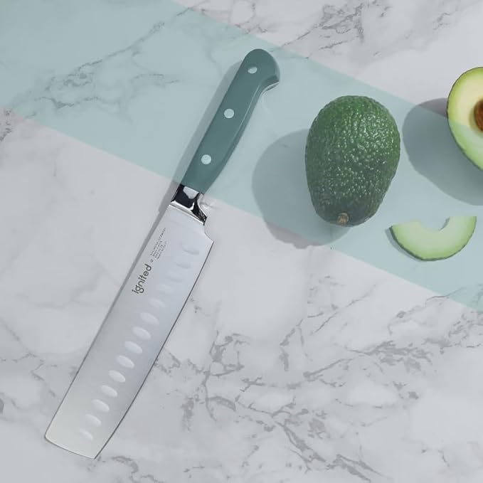 6.7 Inch Nakiri Knife, 1.4116 German High Carbon Steel Chef Knife, Kitchen Knife with Ergonomic ABS Handle,Various Vibrant Colors Meat Cleaver, Small Butcher Knife with Gift Box