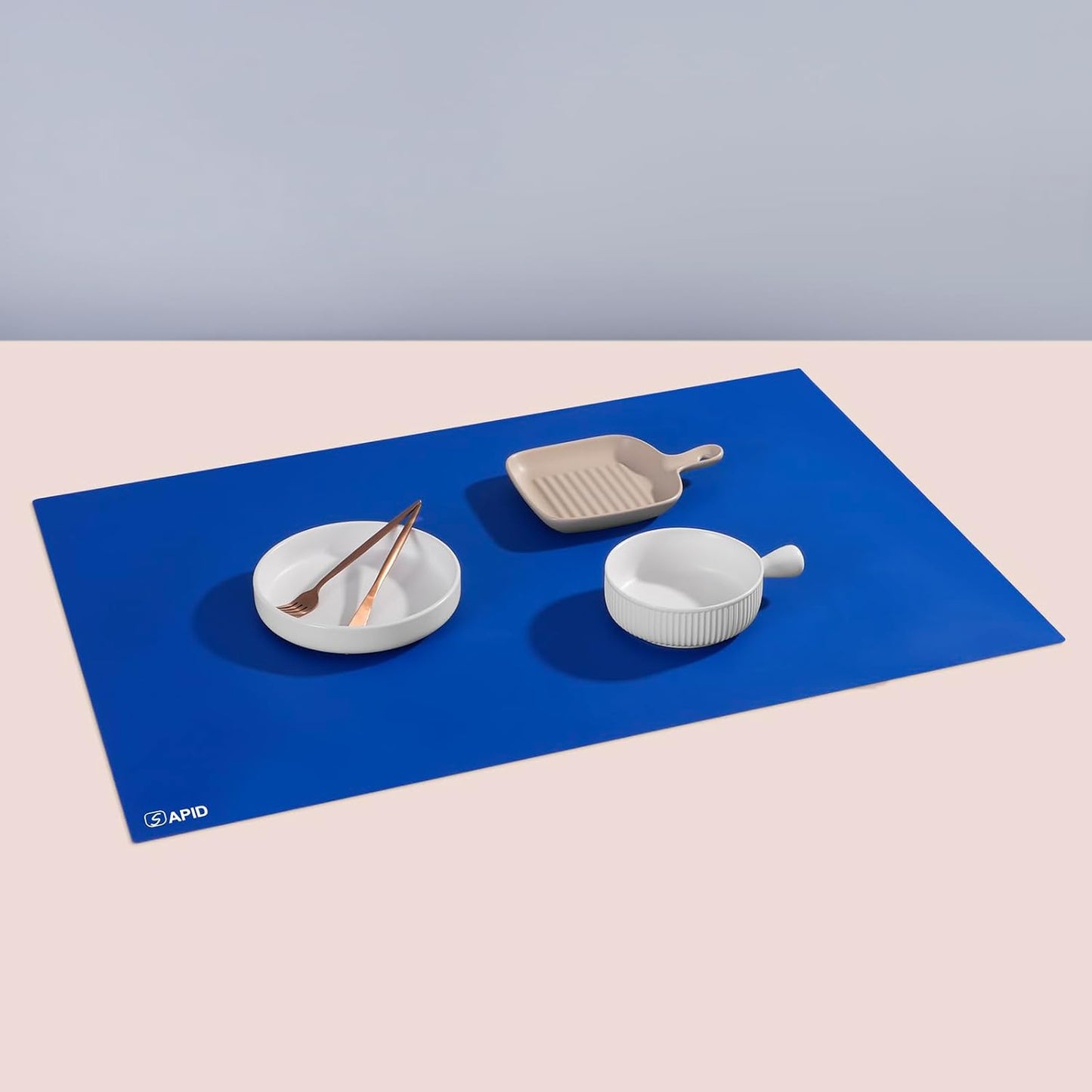 Extra Large Silicone Mat 36" x 24" Place Mats, Heat Resistant Mat for Kitchen Countertop Protector, Thick Placemats Washable Silicone Mats for Kitchen Counter Mat Dining Table Mat, Dark Blue, SAPID