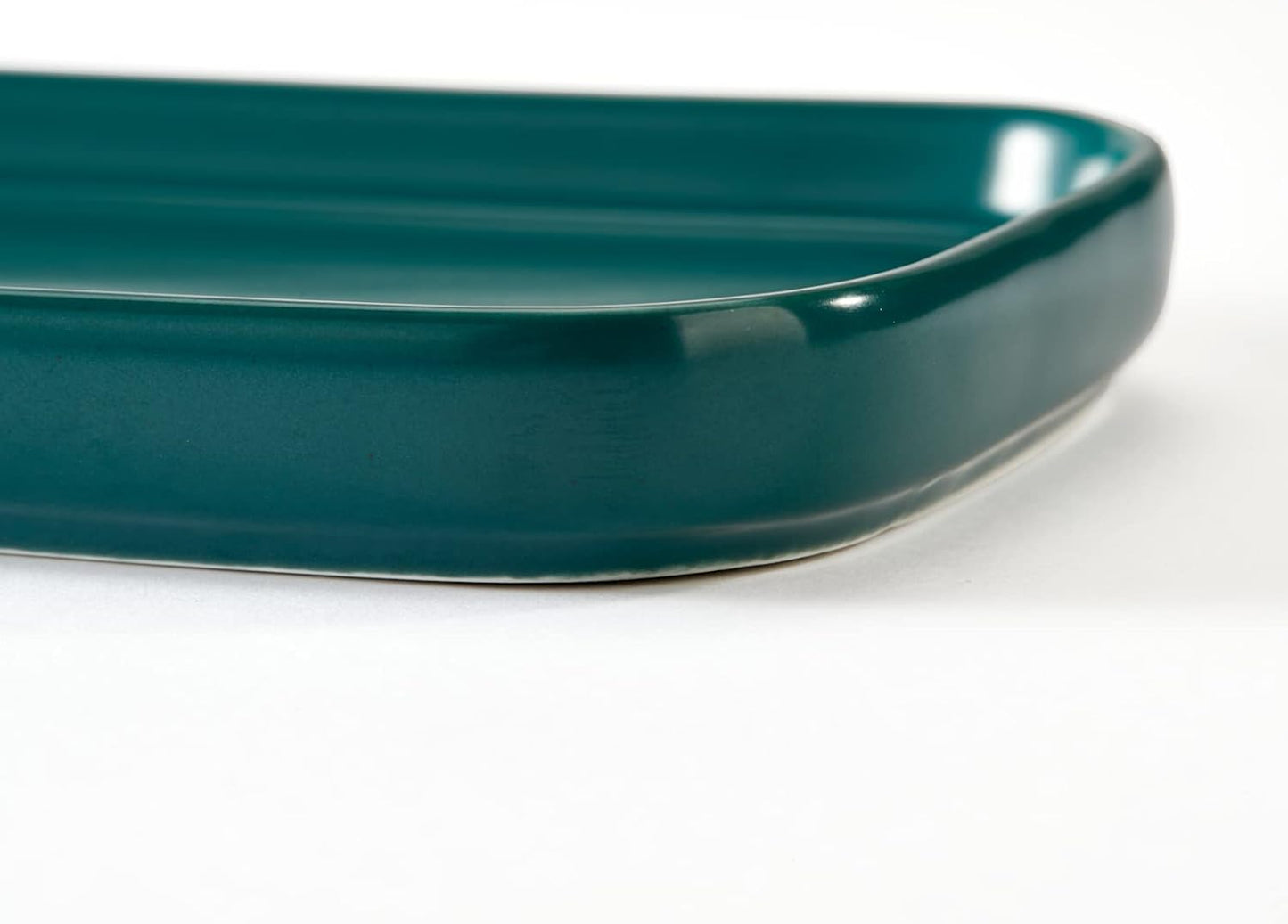 Ceramic Bathroom Tray,Kitchen Sink Organizer Tray,Cosmetics Holder (Blackish Green)