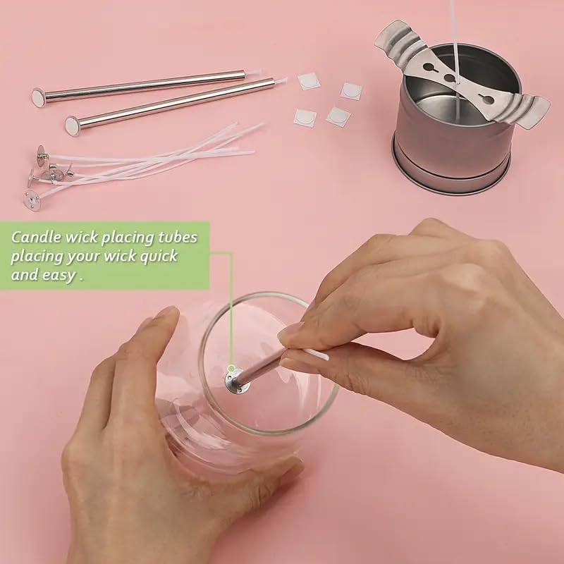 Blingfun Double Boiler Pot Set, Stainless Steel Melting Pot with Candle Wicks, Stickers,Wick Holders,Wick Placing Tube for Soap, Wax, Candle Making