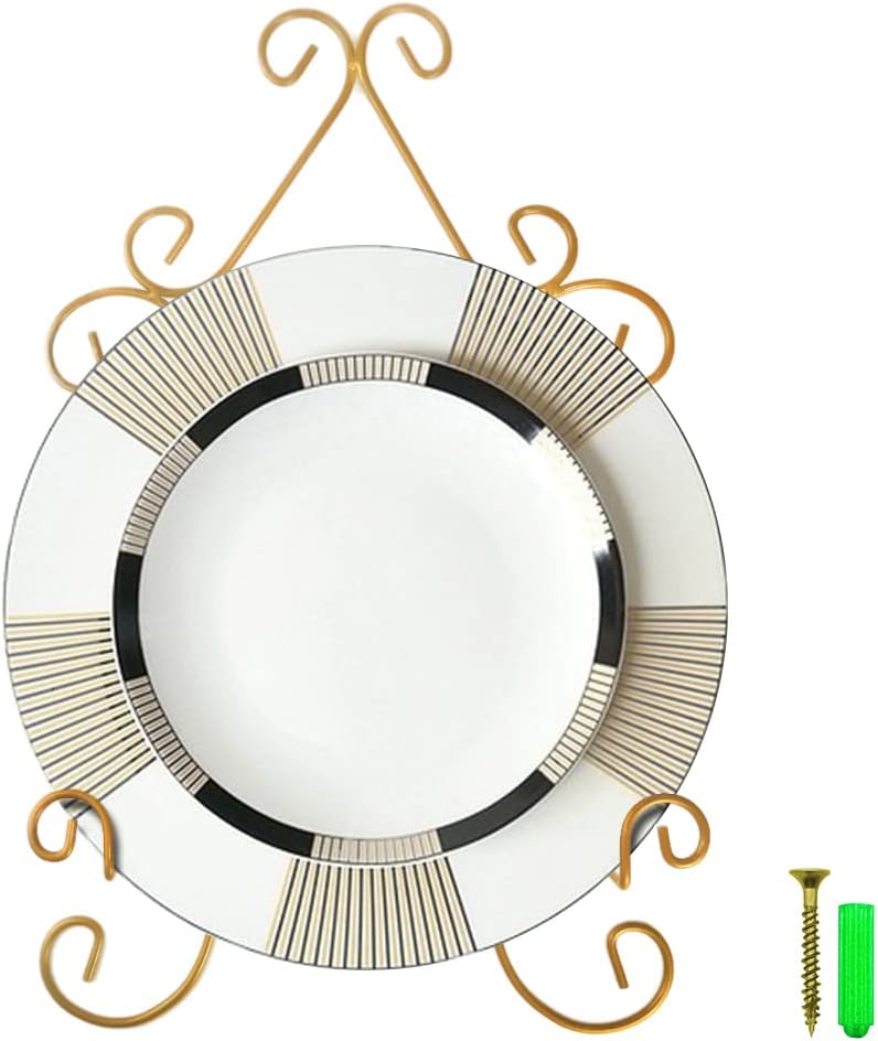 YY YEARCHY Plate Stand Holder for Wall Hanging Display Rack Art Hanger Metal Easel Photo Holder Books Bowls Platters