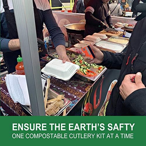 Bamboo Utensils Disposable- 100 PK Bamboo Forks Disposable 100% Compostable Biodegradable Renewable Natural Cutlery Fork 6.7" for Travelling Camping