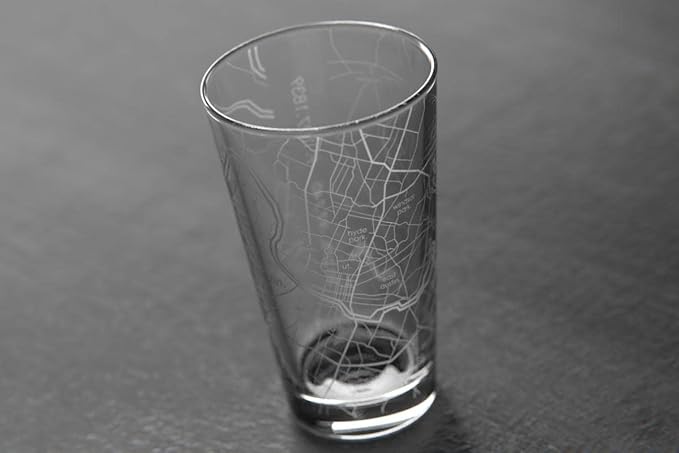 Well Told Engraved Austin Texas Map Pint Glass, Etched Beer Gift (16 oz, Clear) City Map Pint, Custom City Glassware, Gifts For Beer Lovers
