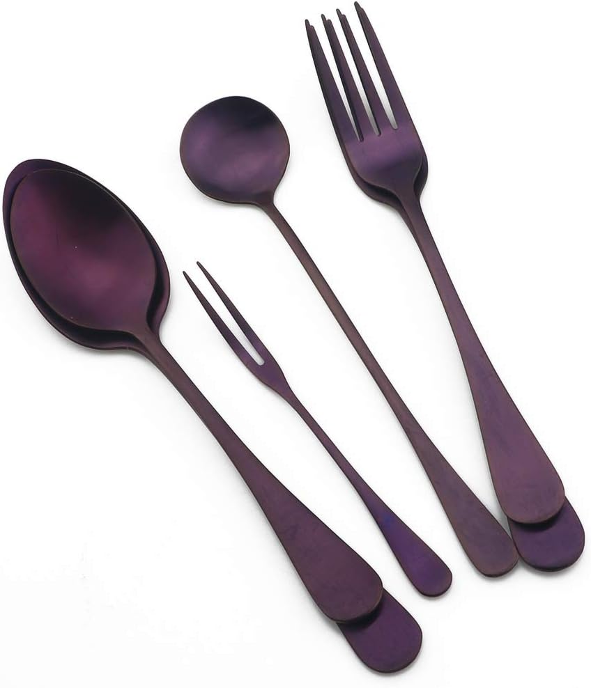 Gugrida Luxury 18/10 Stainless Steel Flatware Set Matte Black Silverware Set