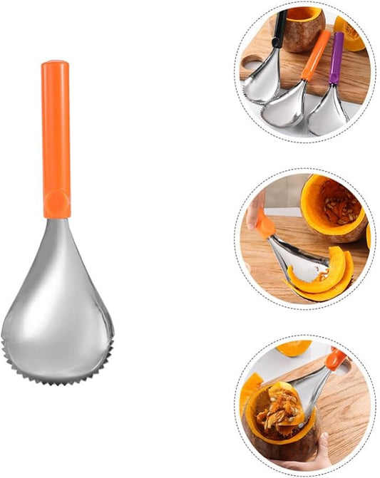 Serrated Spoon Fruit Corer Serrated Edge Fruit Scraper Pumpkin Core Remover Scoop Pumpkin Pulp Separator Pear Pitter Fruit Vegetable Corer for Home Kitchen Pumpkin Corer Scooper