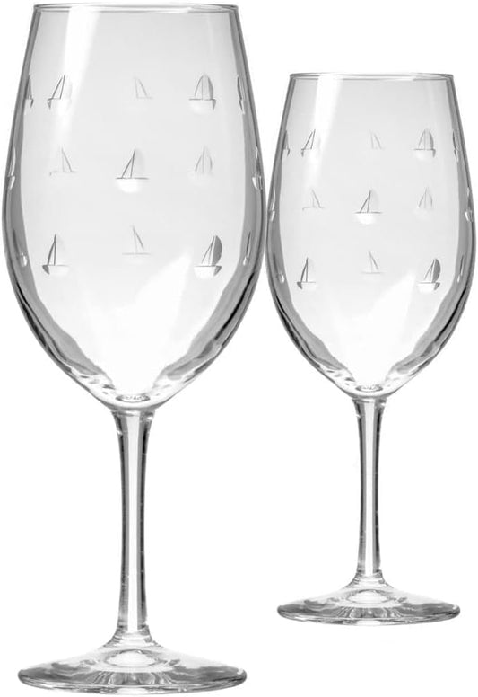Rolf Glass Sailing All Purpose Wine Glass 18 Ounce | Set of 2 Large Wine Glasses | Lead-Free Glass | Engraved Large Wine Glasses | Proudly Made in the USA
