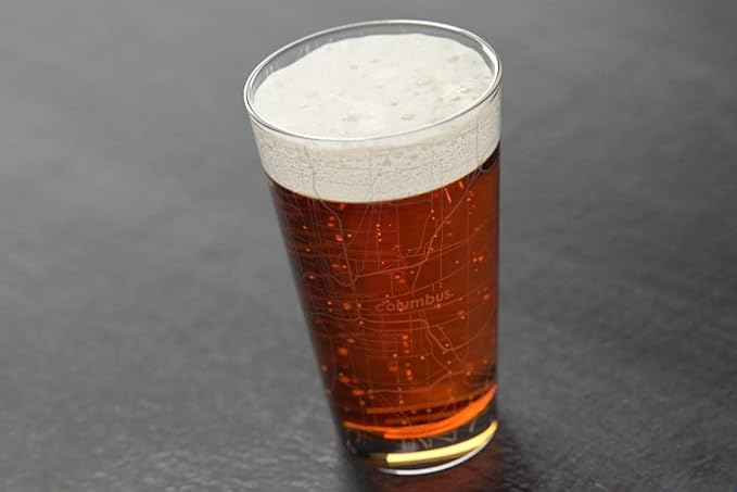 Well Told Engraved Columbus Ohio Map Pint Glass, Etched Beer Gift (16 oz, Clear) City Map Pint, Custom City Glassware, Gifts For Beer Lovers