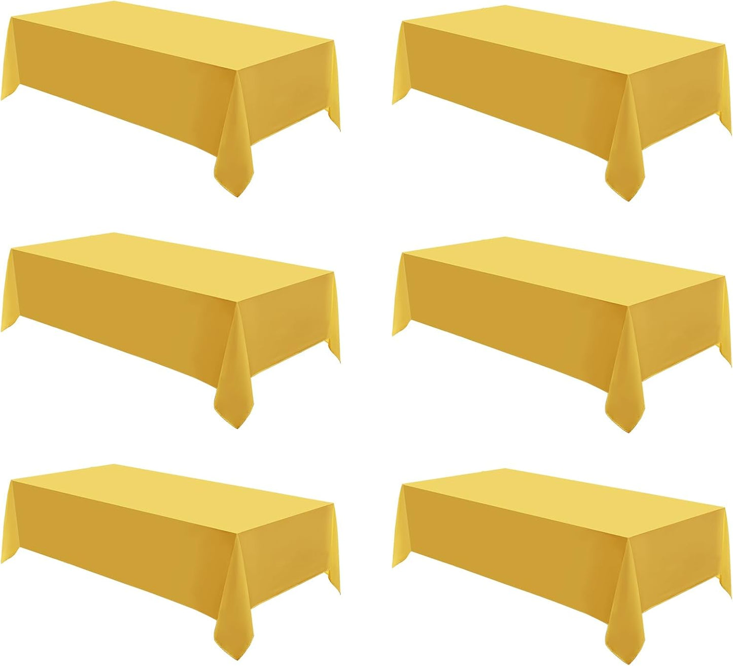 Rectangle Tablecloths 90x132 Inch 6 Pack Yellow Tablecloth Washable Decorative Linen Polyester Table Cloths for Dining Table Banquets Buffet Parties and Wedding