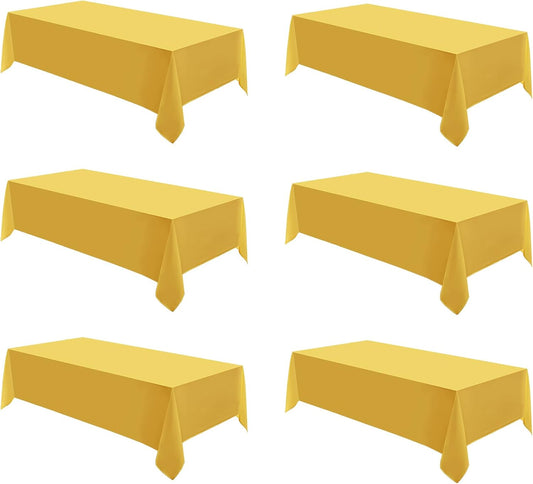 Rectangle Tablecloths 90x132 Inch 6 Pack Yellow Tablecloth Washable Decorative Linen Polyester Table Cloths for Dining Table Banquets Buffet Parties and Wedding