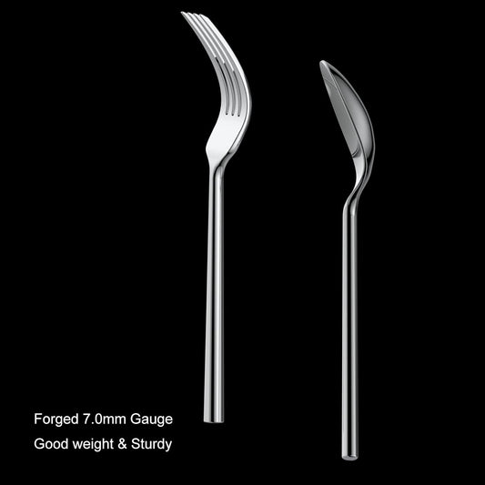 Alata Potter 60-Piece Forged Silverware Set Stainless Steel Flatware Set Cutlery Set, Service for 12, Mirror Finish, Dishwasher Safe