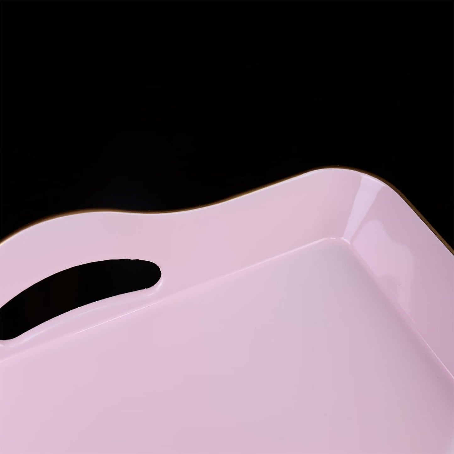Pink Decorative Tray for Coffee Table with Handles, Plastic Rectangular Serving Tray for Living Room, Bathroom, Outdoors, 11.8"*17.3"