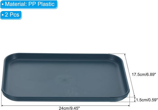 PATIKIL 9x7 Fast Food Tray, 2 Pack PP Plastic Reusable Multi-Purpose Non-Slip Rectangle Serving Tray for Cafeteria Restaurant Home Kitchen, Dark Blue
