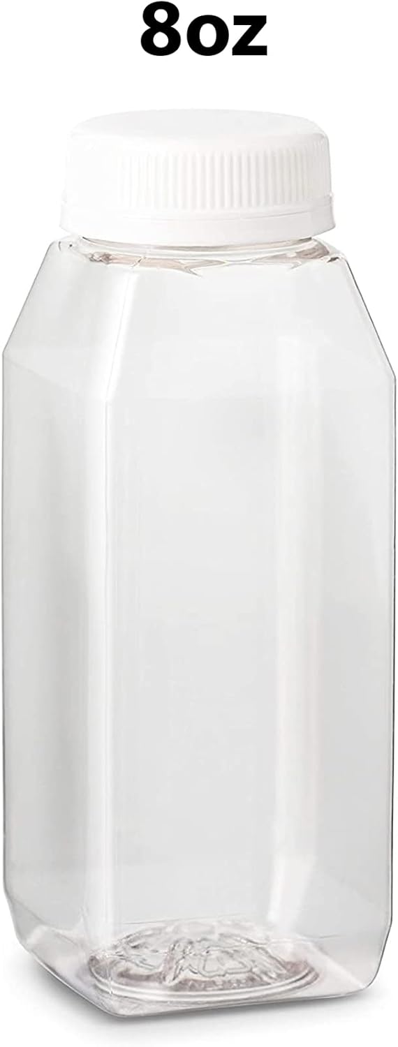 MT Products PET Plastic Juice Bottles 8 oz. - Clear Take-out Containers (Pack of 12) - Made in USA