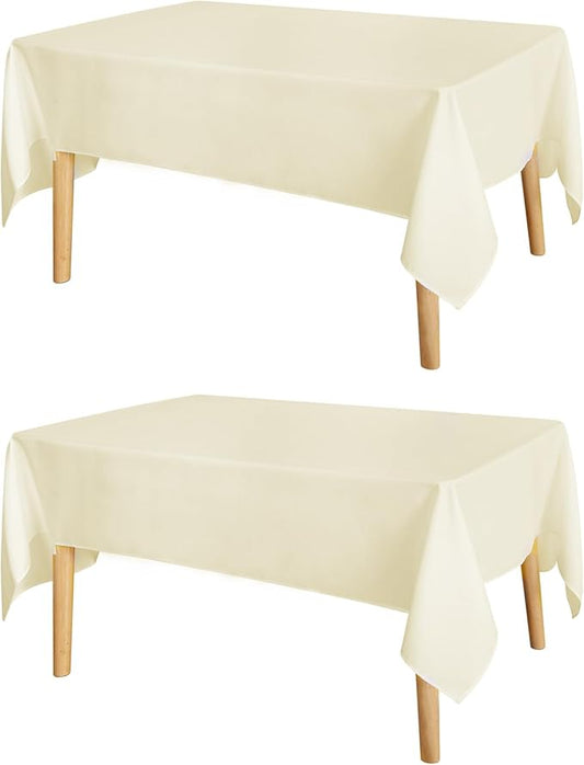 JIUZHEN 2 Pack Square Table Cloth Faux Linen Farmhouse Tablecloth Wrinkle & Stain Resistant Table Cover for Kitchen Dining, Holiday Party Dinner, Champagne, 70 x 70 Inch