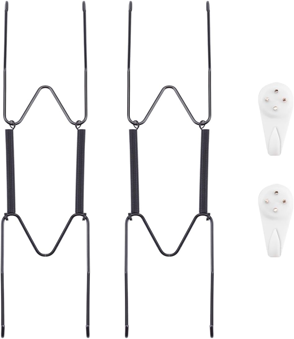 2 Pack Plate Hangers for The Wall, Suitable for 8-10 inch Art Plate, Stainless Steel Invisible Heavy Duty Wire Plate Holder with Wall Hooks, Plate Hangers for Displaying Plates, Platter, Dish, Black