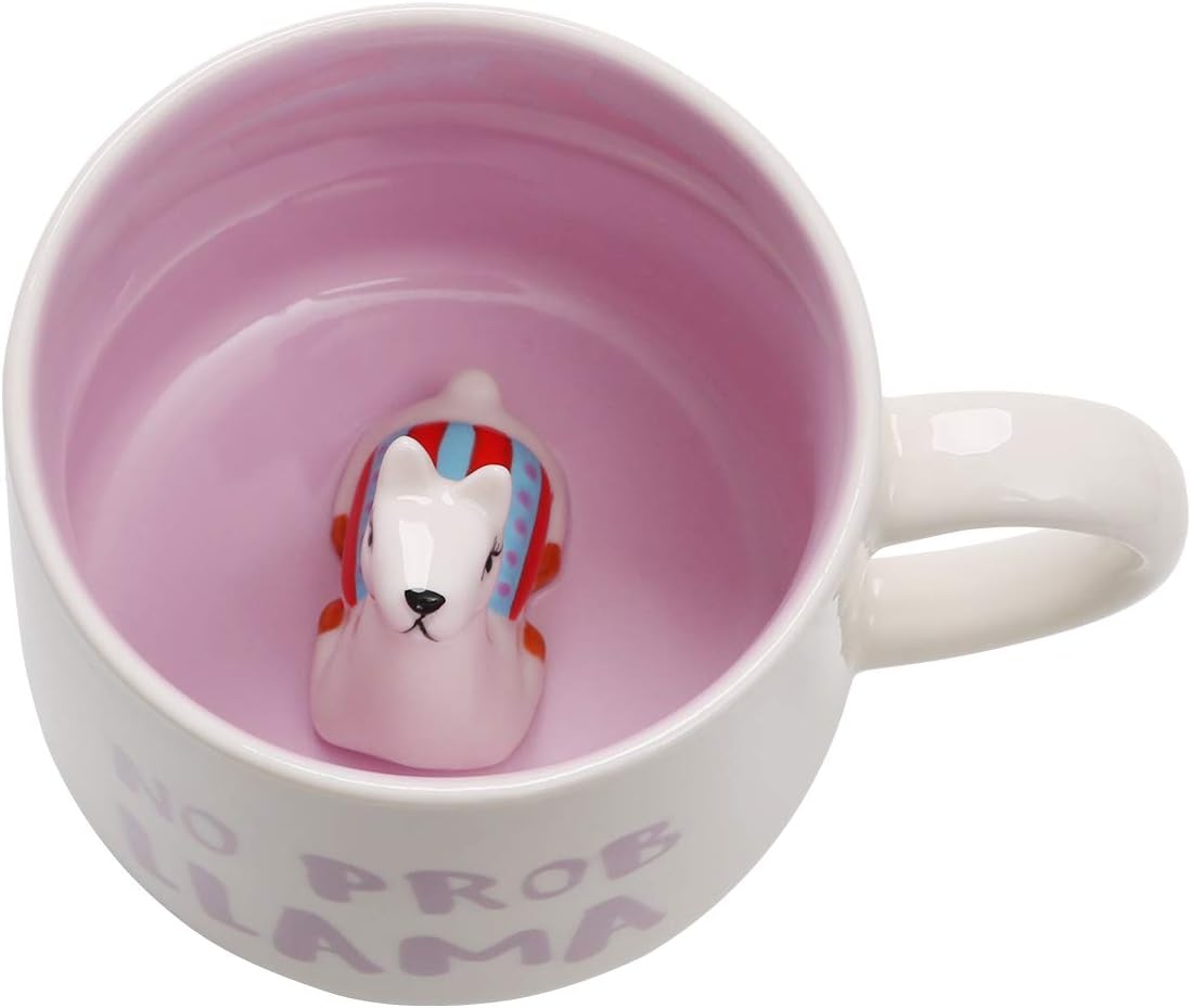 3D Animal Coffee Mug Alpaca Inside,Cute Handmade Figurine Ceramics Cup 12 oz,Christmas&Birthday&Mother's Day Surprise for Friends Family or Kids,Best Office Cup Couple Mug(Alpaca)