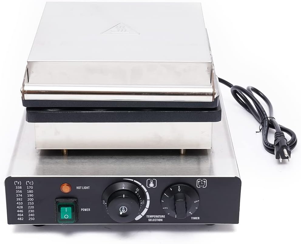 1750W Waffle Maker, Stainless Steel Mini Waffle Iron Maker Machine Waflera Electrica 16-Grid Waffle Baker Commercial with Time Temperature Control 50~300℃ for Family Gatherings, Parties