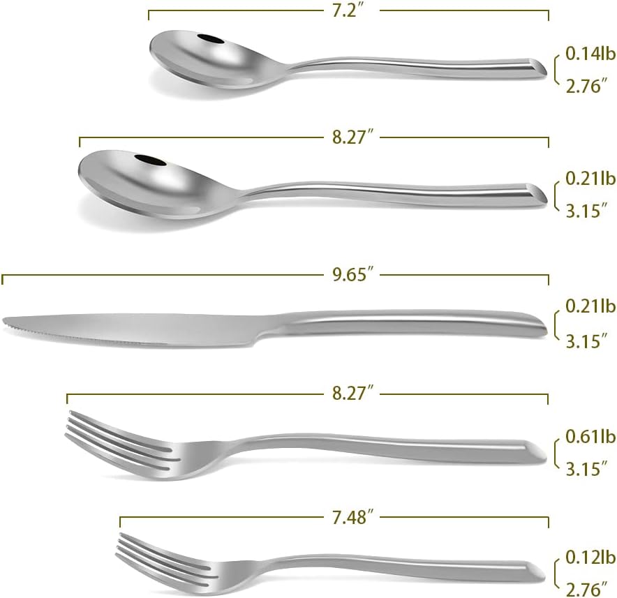 DEACORY Silverware Set Flatware Set Stainless Steel Cutlery Set Heavy Mirror Finished Dishwasher Safe Streamlined Handle Hotel Event Party Wedding Use 40 Pieces Service for 8
