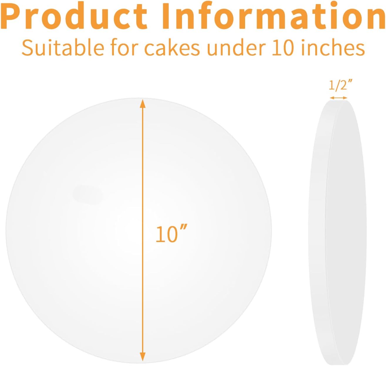 5packs Cake Boards 10 Inch Round,1/2" Thick Cake Drum, Cake Board Food Grade Cake Base, White Cake Cardboard Circles Bases para Pasteles for Wedding & Party & Pizza Desserts(10inch/5pcs)