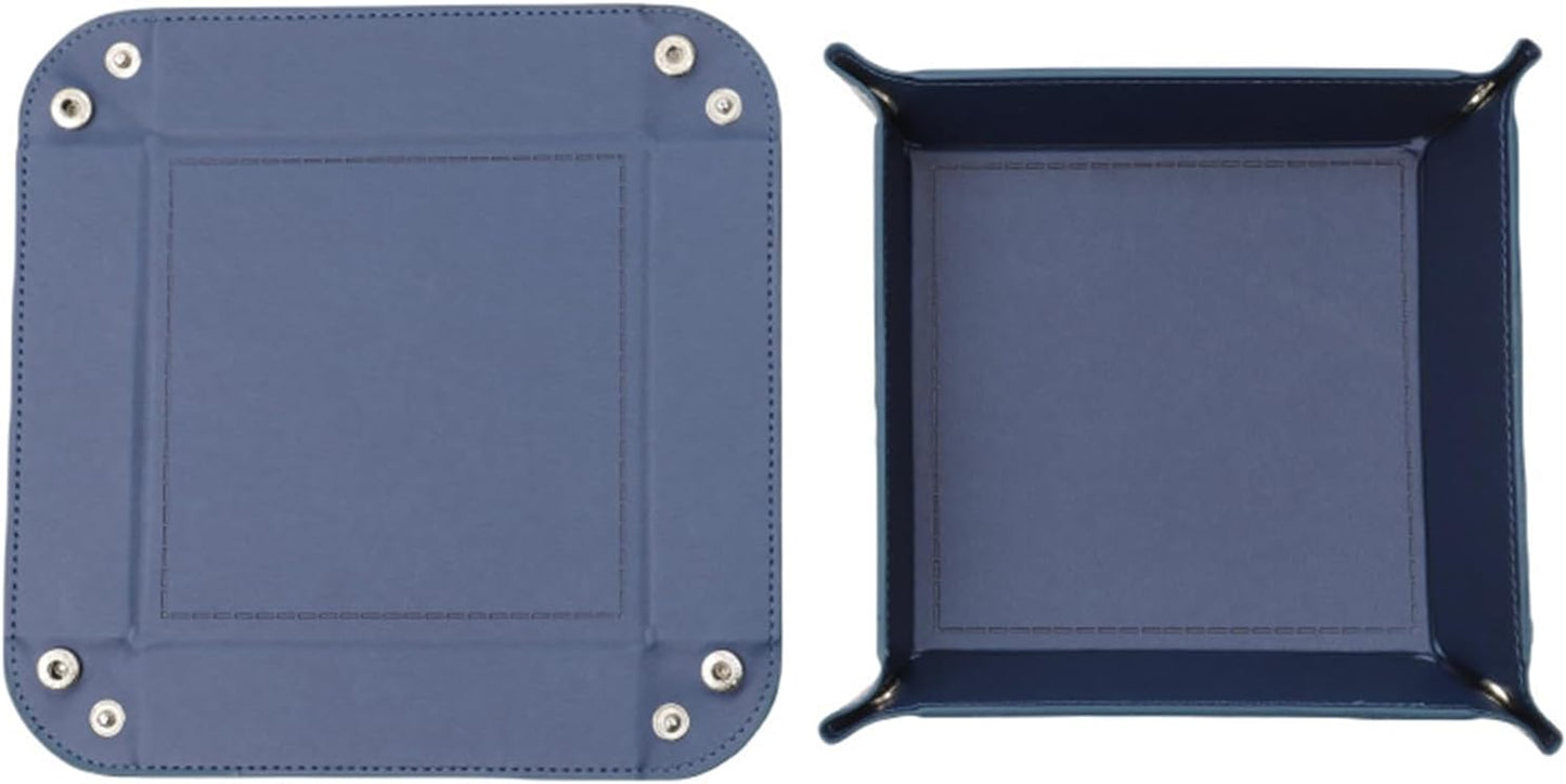 siduater Valet Tray Desktop Storage Organizer – Vegan Leather Catchall Tray Bedside Vanity Tray Nightstand Caddy Holder for Remote Controller, Watch, Keys, Phone, Wallet, Coin, Jewelry, Navy
