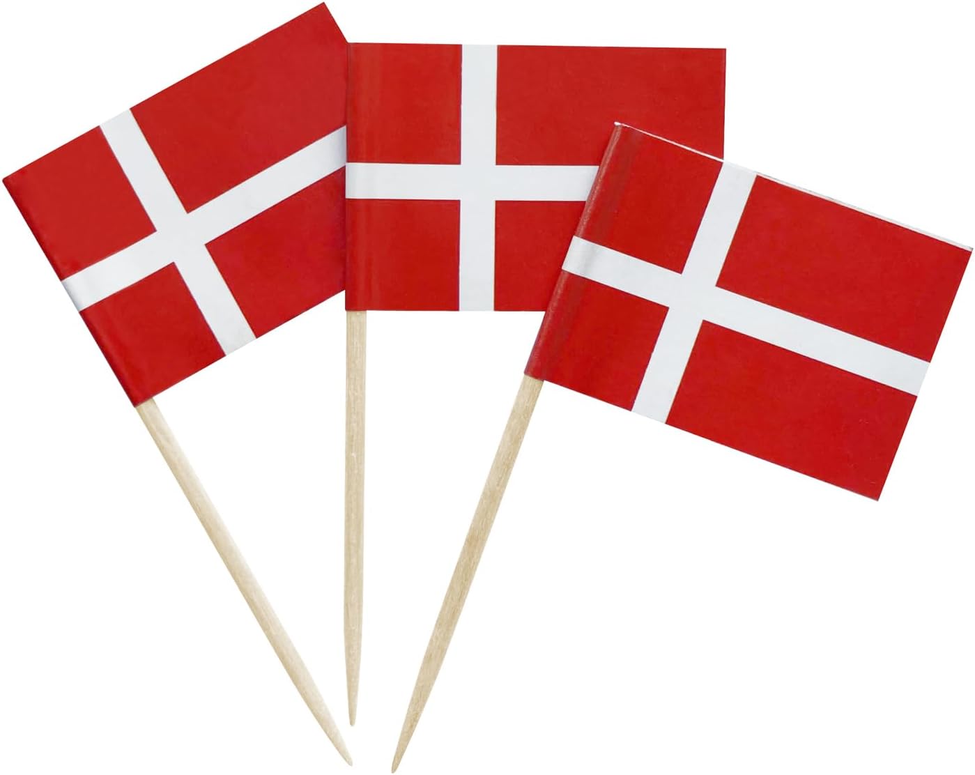 100 Pcs Denmark Flag Danish Toothpick Flags, Small Mini Stick Cupcake Toppers Danish Flags Cocktail Picks