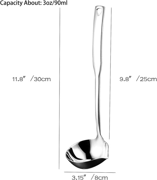 Soup Ladle 304 Stainless Steel Heavy Ladle with Pour Spout for Soups, Serving, Cooking, Stews and More 11.8 inch