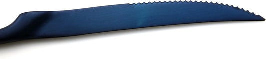JASHII Luxury 18/10 Stainless Steel 8 Piece Matte Jubilee Blue Serrated Steak Knife Colorful Serving Black Utensil Set Replace Black