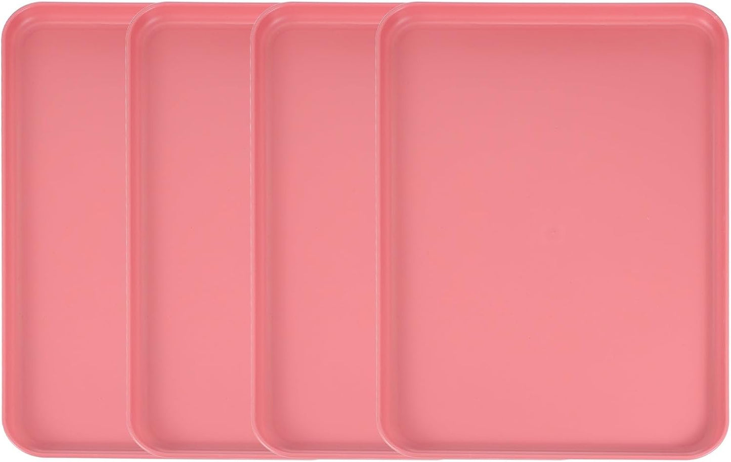 uxcell 4Pcs Plastic Serving Trays, 15 x 10.6 Inch Rectangle Food Trays Serving Cafeteria for Kitchen Restaurant Coffee Fruit Burger Lunch Dessert, Red
