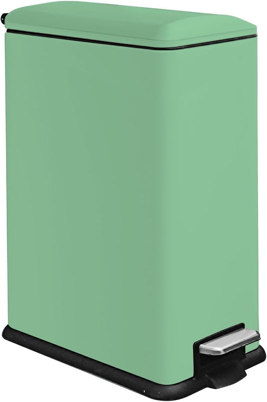 12 Gallon Trash Can with Lid，45L Kitchen Garbage Can,Stainless Steel Trash Can for Narrow Spaces with Soft-Close Lid, Inner Bucket, and Step-on Pedal