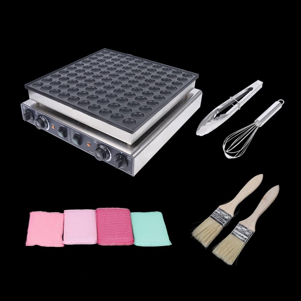 110V Pancake Making Machine 100PCS 3400W Commercial Electric Nonstick Waffle Maker, with 2 Thermostats & 2 Timers Separate Control, for Home Kitchen Restaurant Bakery Leisure Snack Bar