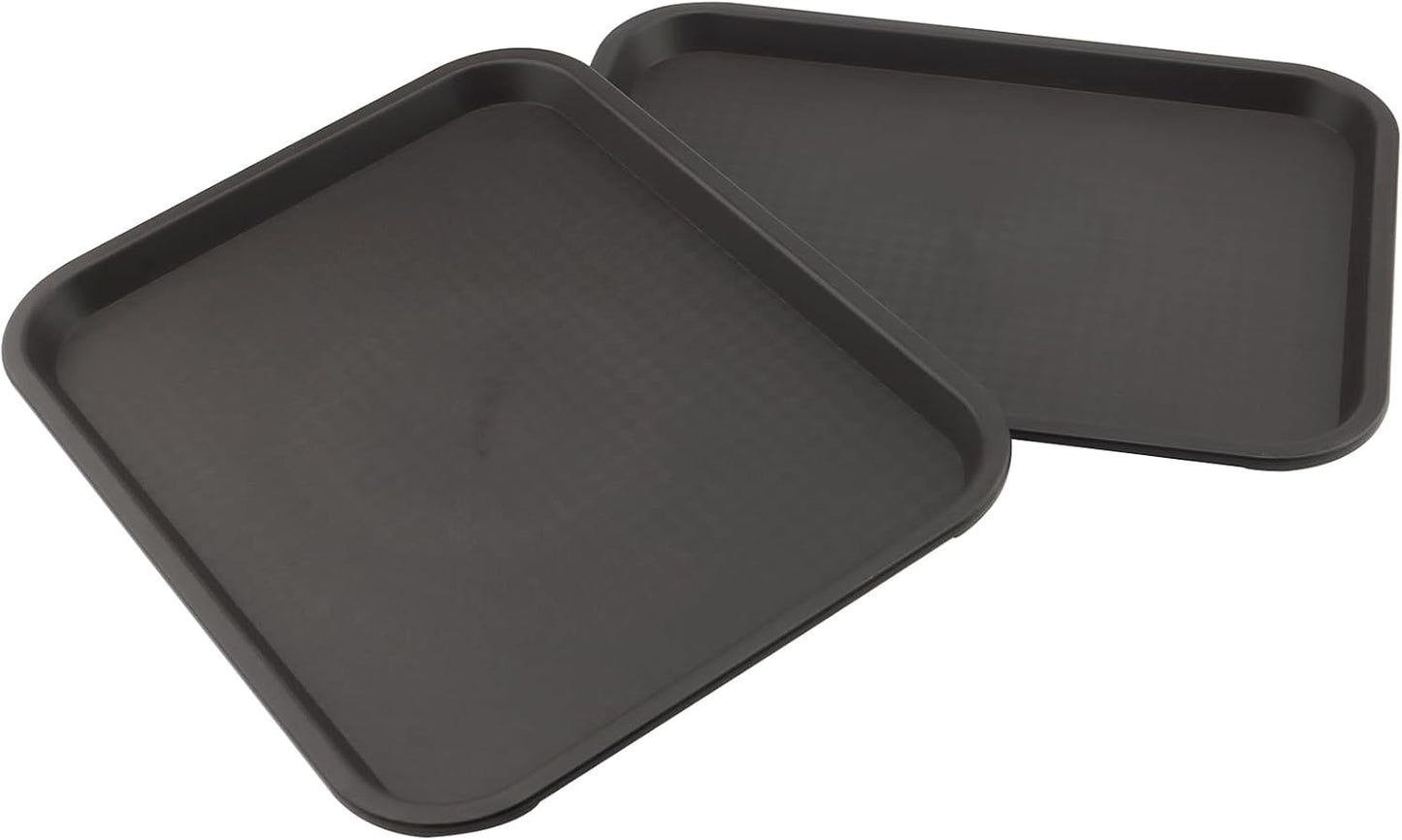 15 Pack 14 x 10 Inch Brown Fast Food Tray, Large Rectangular Restaurant Serving Trays, Plastic Cafeteria Trays School Lunch Trays