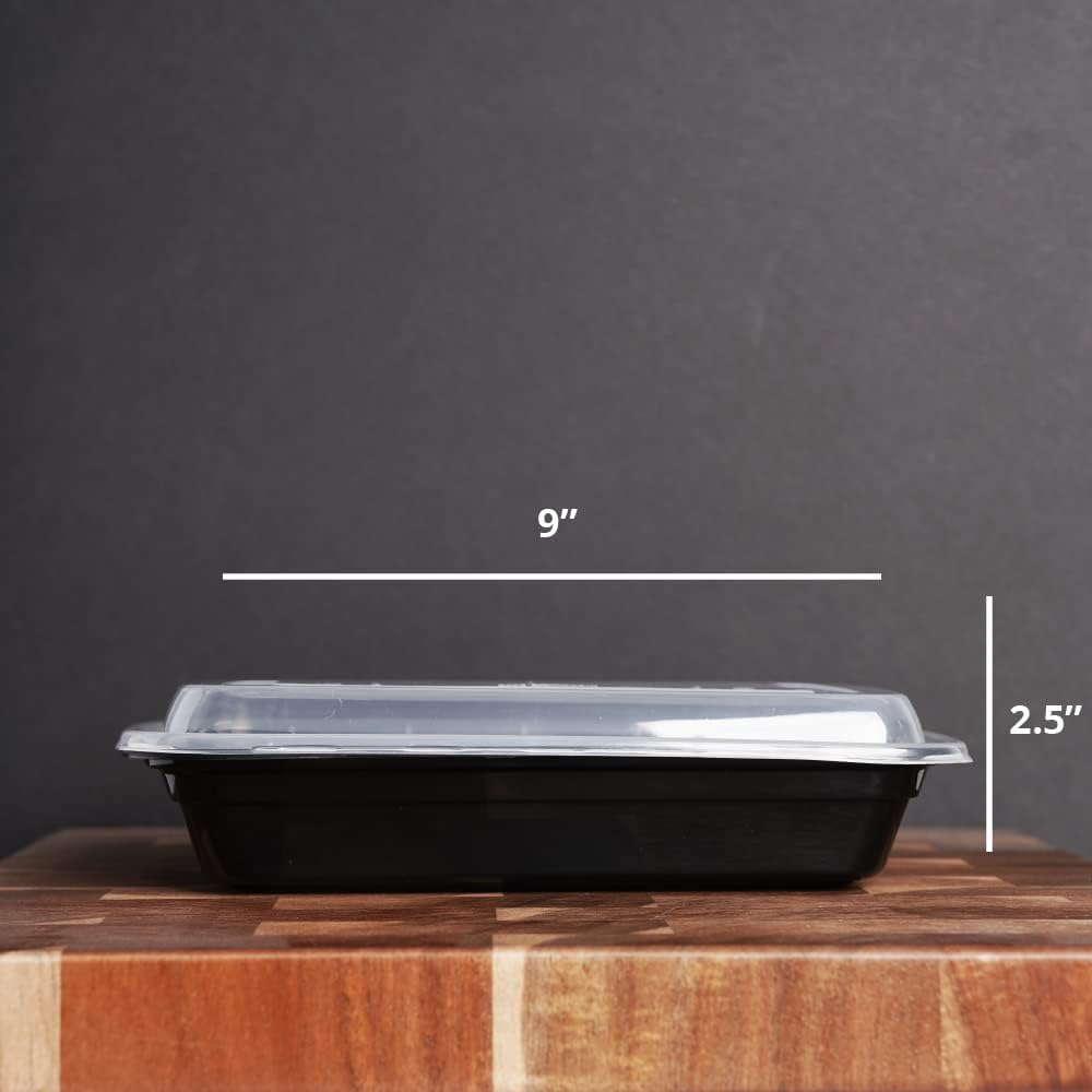 TIYA Food Containers - 28 oz Bulk 150 Pack with Lids - Rectangular Plastic To-Go Containers - Reusable, Microwavable, Dishwasher Safe - Leak-Proof for Meal Prep - BPA-Free