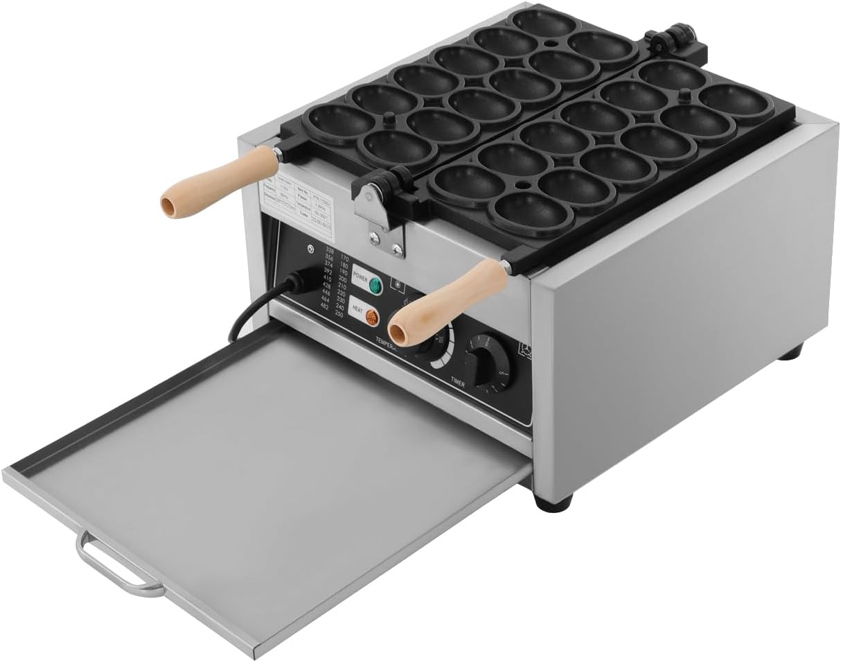 1800W Commercial Egg Bubble Waffle Maker, 12 Grids Electric Waffle Maker Non-Stick Stainless Steel Belgian Waffle Iron w/Time & Temper Adjustable|180°Rotating, Large Waffle Machine for Restaurant